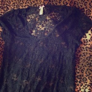 Black XXL Downeast basics lacy top